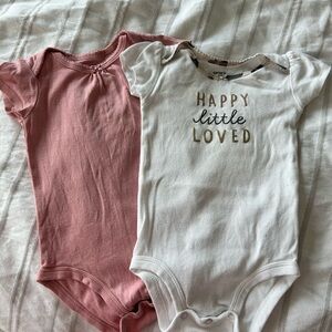 Carter's White "Happy Little Loved" Bodysuit with Pink Companion